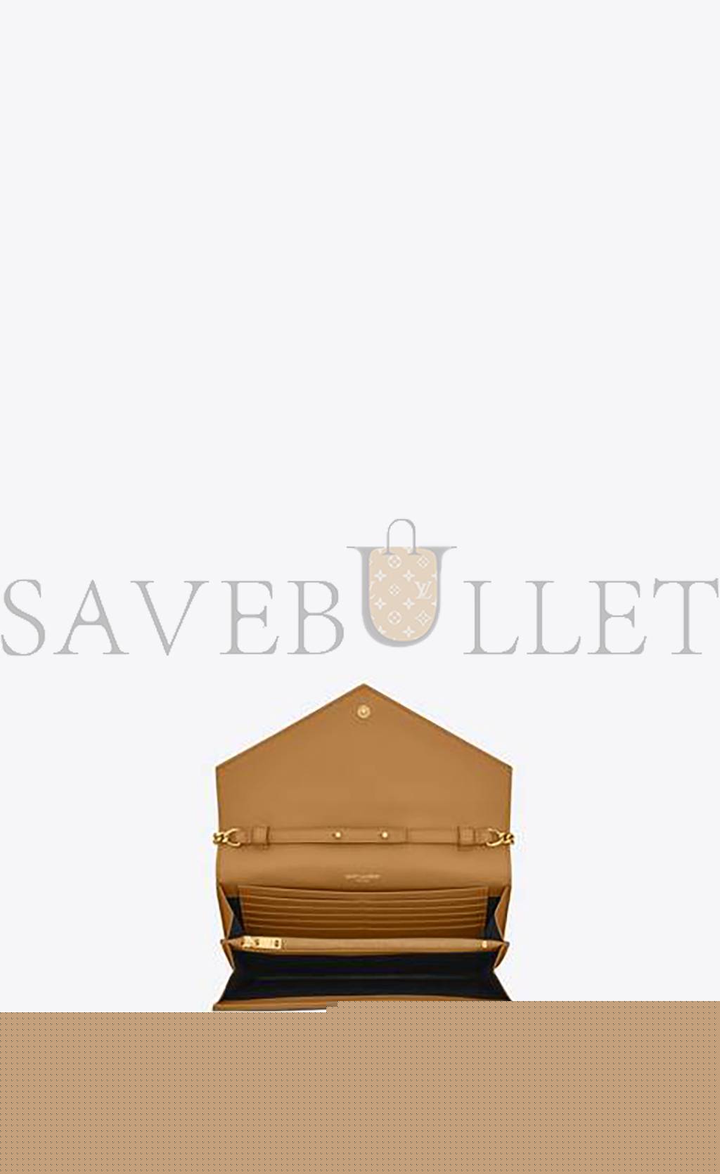 YSL CASSANDRE MATELASSÉ CHAIN WALLET IN GRAIN DE POUDRE EMBOSSED LEATHER 377828BOW012516 (22.5*14*4cm)