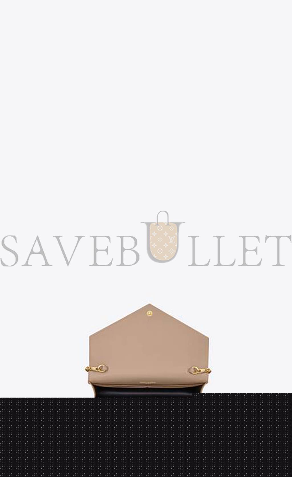 YSL CASSANDRE MATELASSÉ ENVELOPE CHAIN WALLET IN GRAIN DE POUDRE EMBOSSED LEATHER 695108BOW012721 (19*12.5*3.5cm)