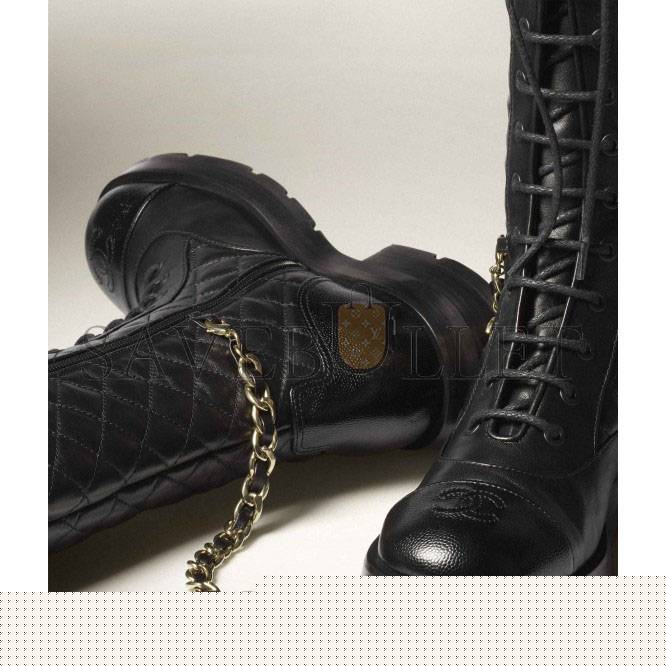 Ch*el lace-ups lambskin & grained calfskinblack g39394 y56181 94305