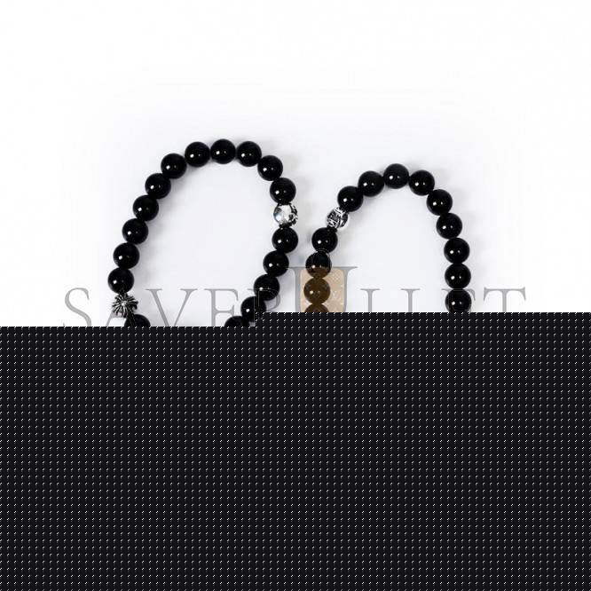 CHROME HEARTS ONYX BEAD BRACELET 8MM (4 SILVER BEADS)