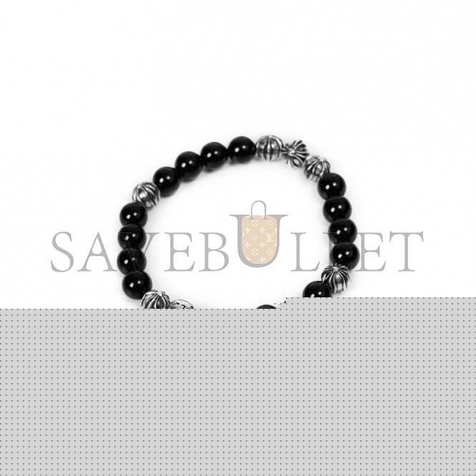 CHROME HEARTS ONYX BEAD BRACELET 8MM (8 SILVER BEADS)
