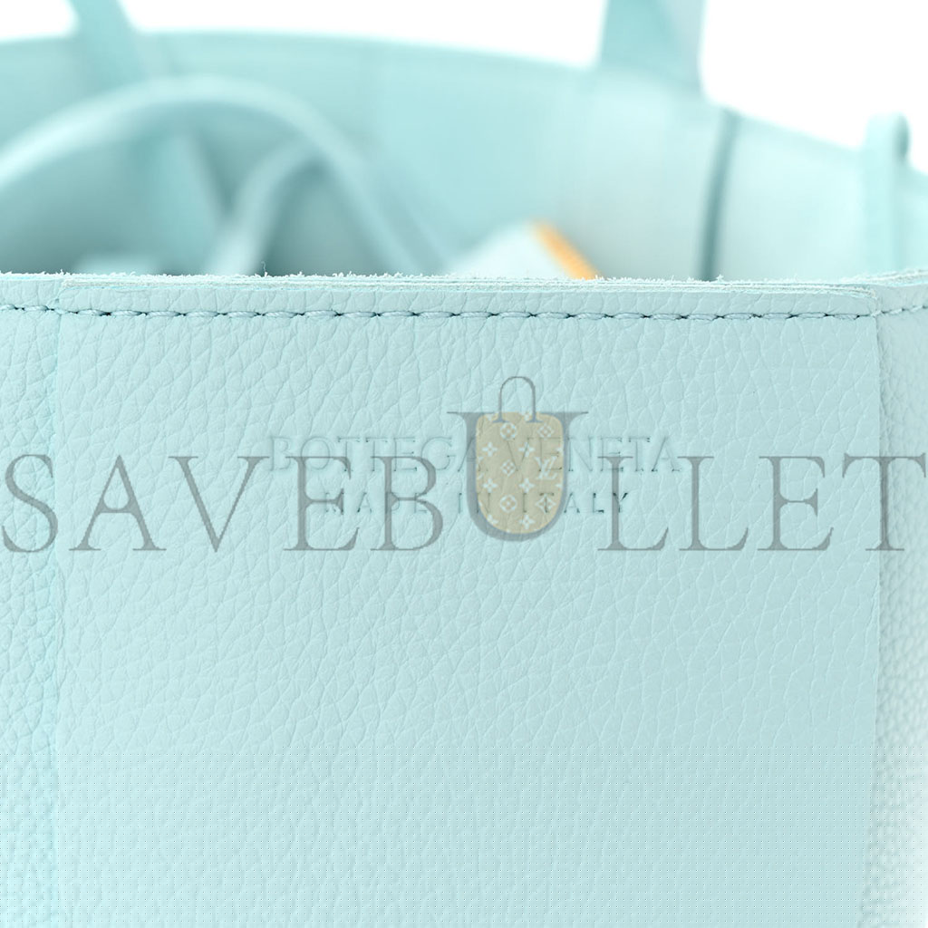 bo*te*ga Ve*ne*ta grained calfskin maxi intrecciato mini arco tote pale blue (25*17*8cm)