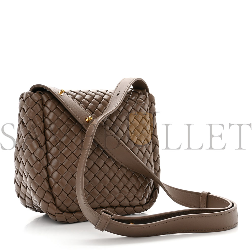 bo*te*ga Ve*ne*ta nappa intreccio mini cobble shoulder bag taupe grey (19*18*8cm)