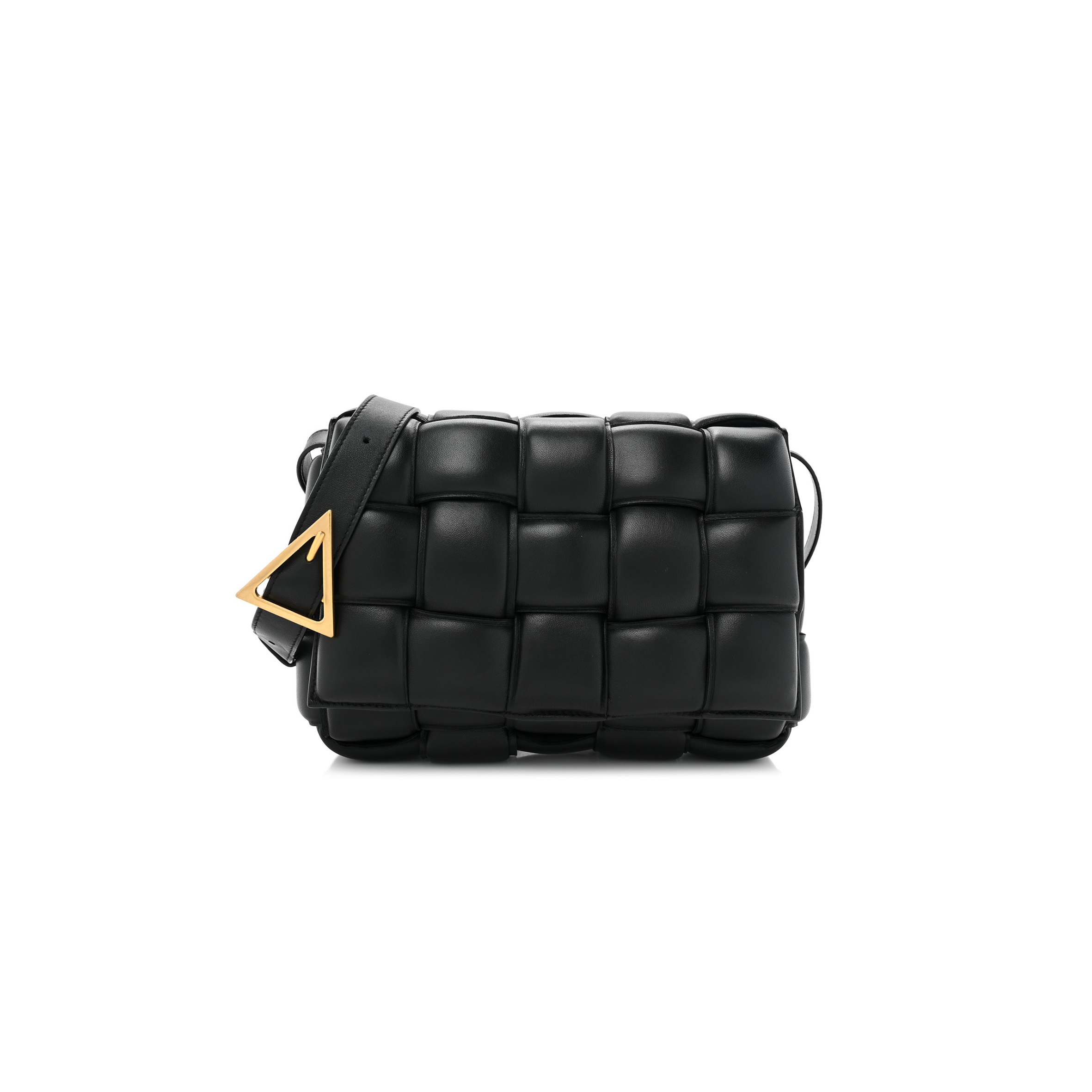 bo*te*ga Ve*ne*ta nappa maxi intrecciato padded cassette crossbody bag black  (26*18*8cm)