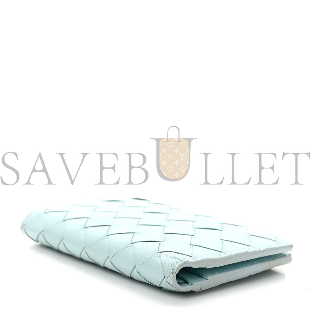 bo*te*ga Ve*ne*ta nappa intrecciato medium cassette bifold zip wallet teal washed  (10*14*1cm)