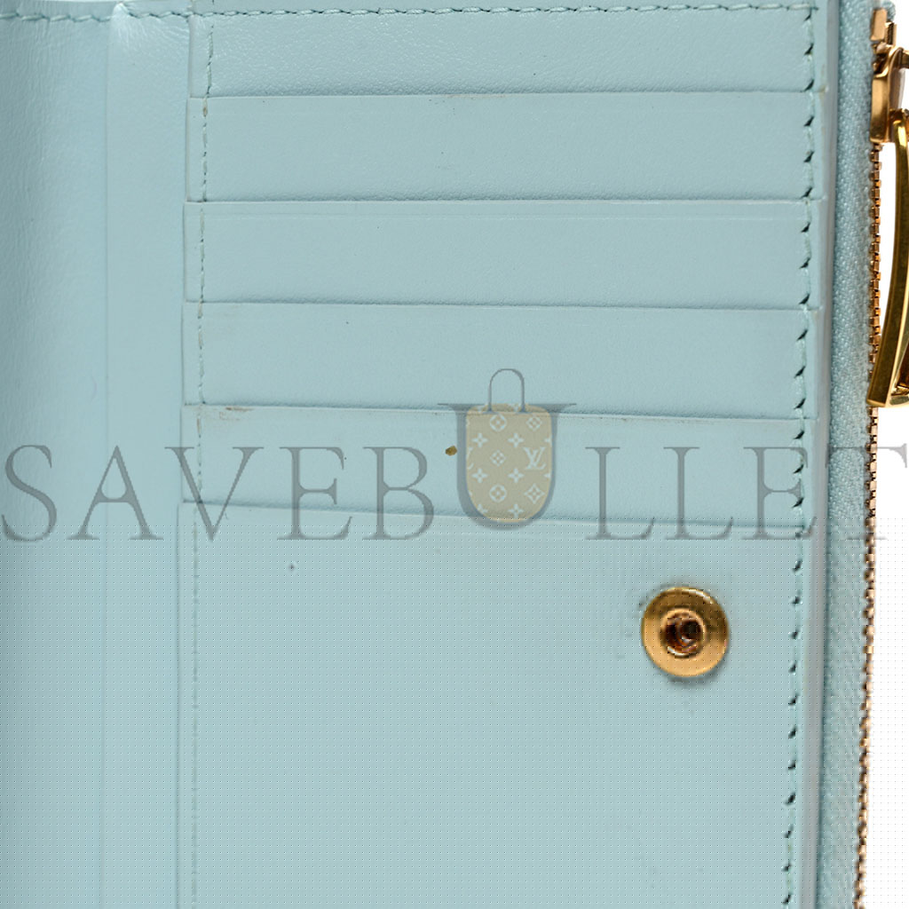 bo*te*ga Ve*ne*ta nappa intrecciato medium cassette bifold zip wallet teal washed  (10*14*1cm)