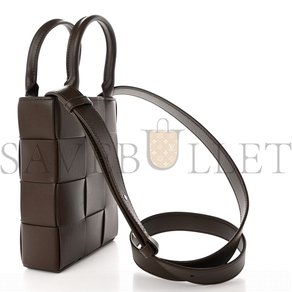 bo*te*ga ve*ne*ta lambskin maxi intrecciato mini Nor*h south cassette tote light brown (24*14*5cm)