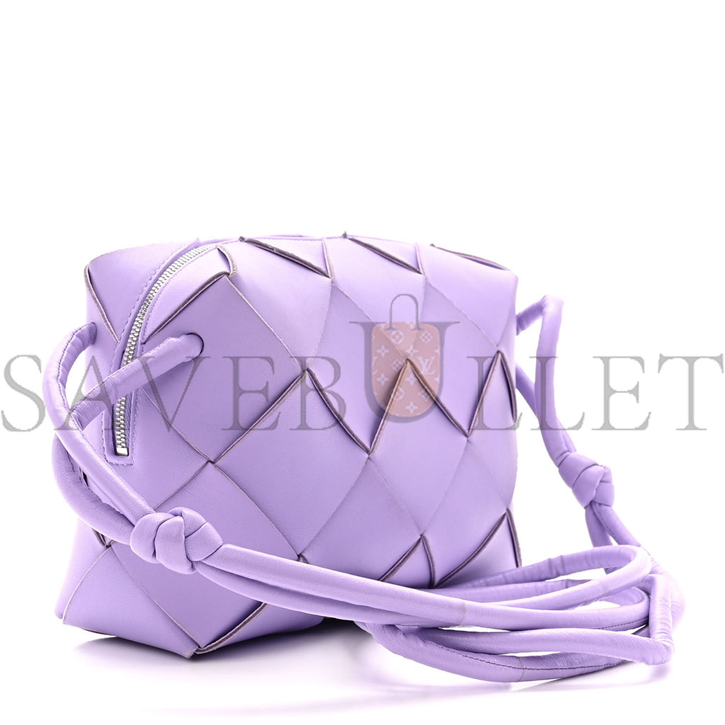 bo*te*ga Ve*ne*ta lambskin maxi intrecciato small cassette camera bag wisteria  (22*14*7cm)