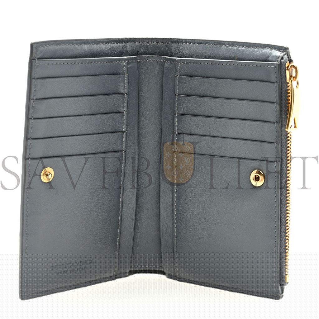 bo*te*ga Ve*ne*ta nappa maxi intrecciato medium cassette bifold zip wallet thunder  (15*12*1cm)