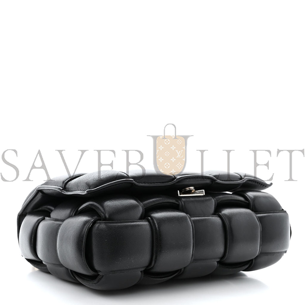 bo*te*ga Ve*ne*ta lambskin maxi intreccio padded chain cassette crossbody bag black  (27*19*7cm)