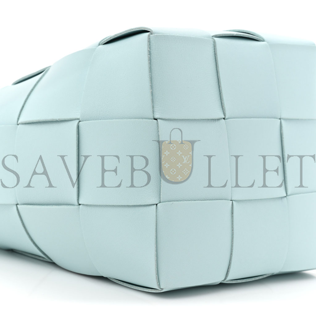 bo*te*ga Ve*ne*ta nappa maxi intrecciato small cassette bucket bag topazio silver  (18*15*13cm)
