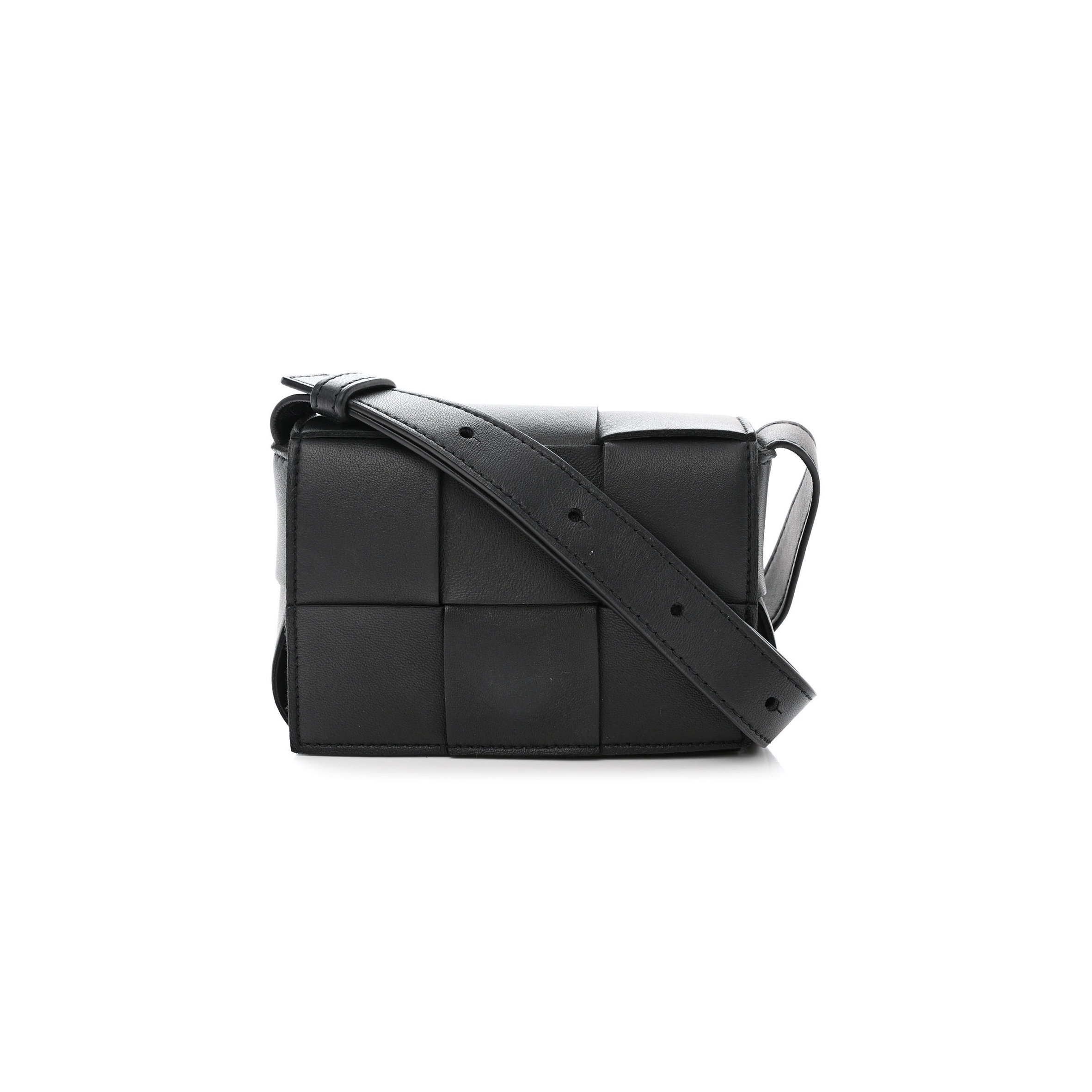 bo*te*ga Ve*ne*ta lambskin maxi intreccio candy cassette crossbody bag black  (12*8*4cm)