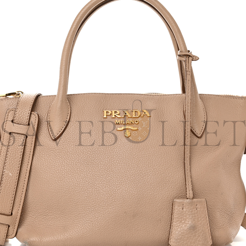 Pra*a vitello daino mini shopping tote cammeo (23*19*13cm)