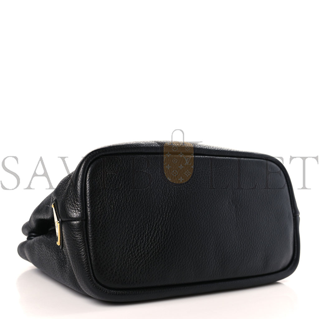 Pra*a vitello daino soft perforated logo tote black (30*20*13cm)