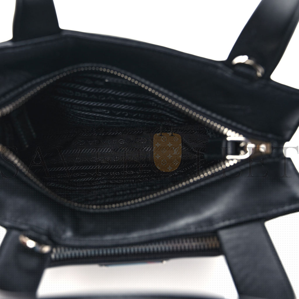 Pra*a vitello daino mini pocket tote black (19*17*10cm)