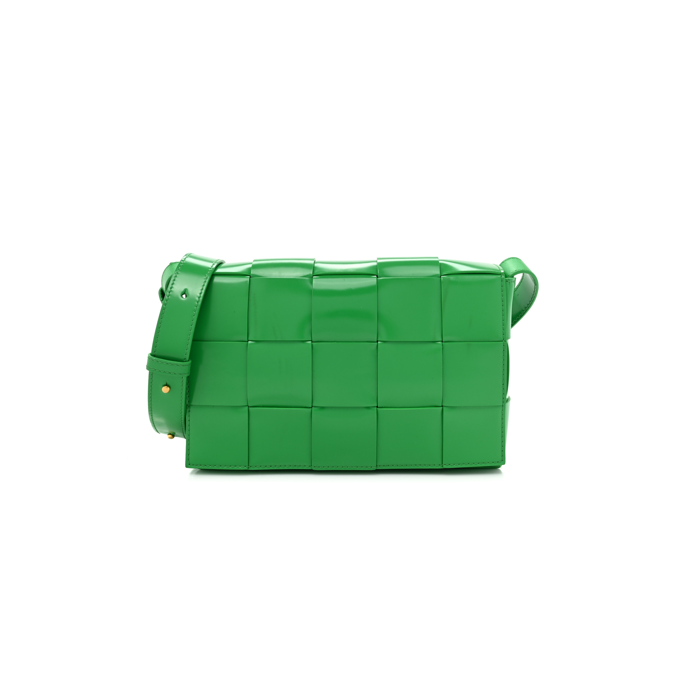 bo*te*ga Ve*ne*ta patent maxi intrecciato cassette crossbody bag parakeet (23*15*5.5cm)