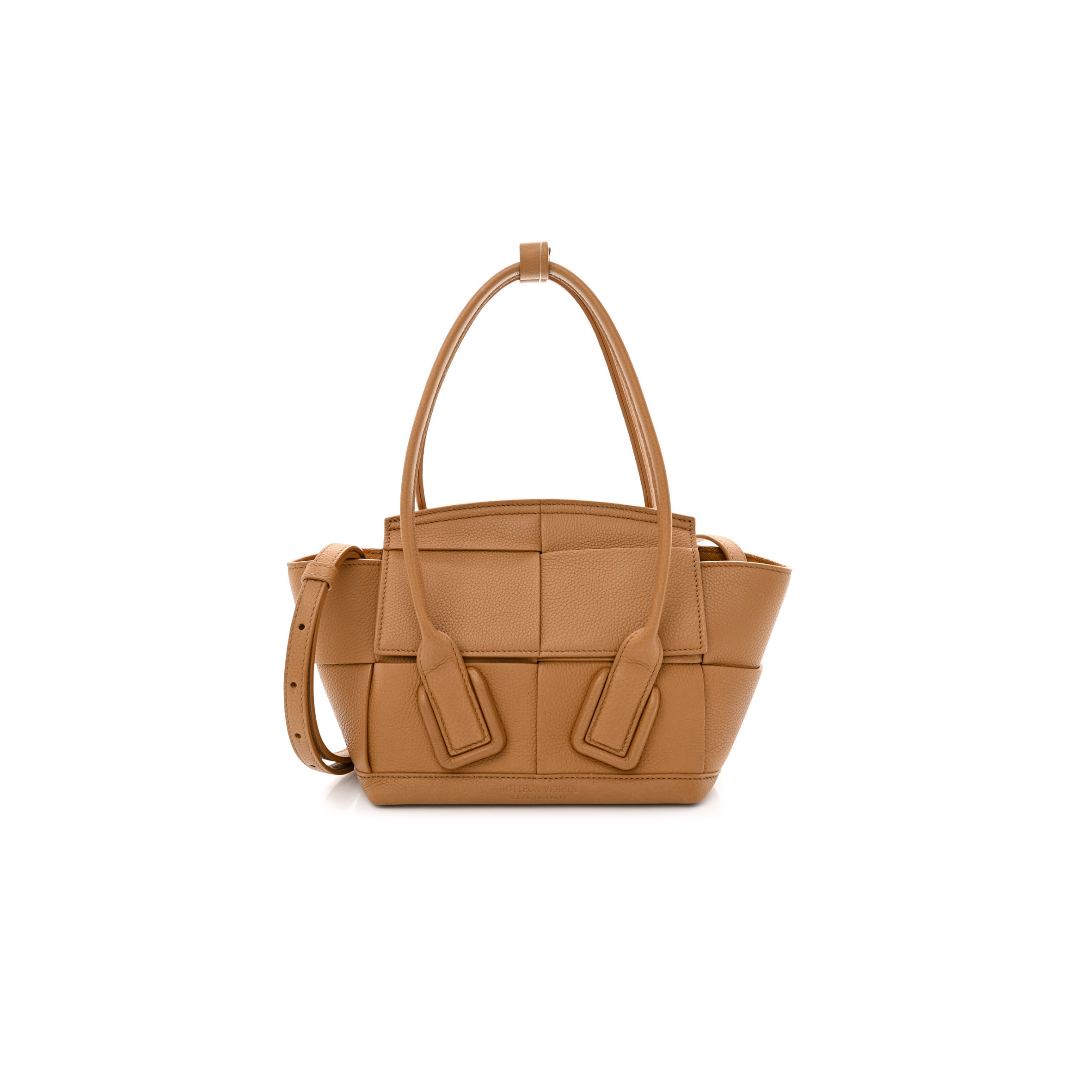 bo*te*ga Ve*ne*ta grained calfskin maxi intrecciato mini arco caramel  (18*16*9cm)