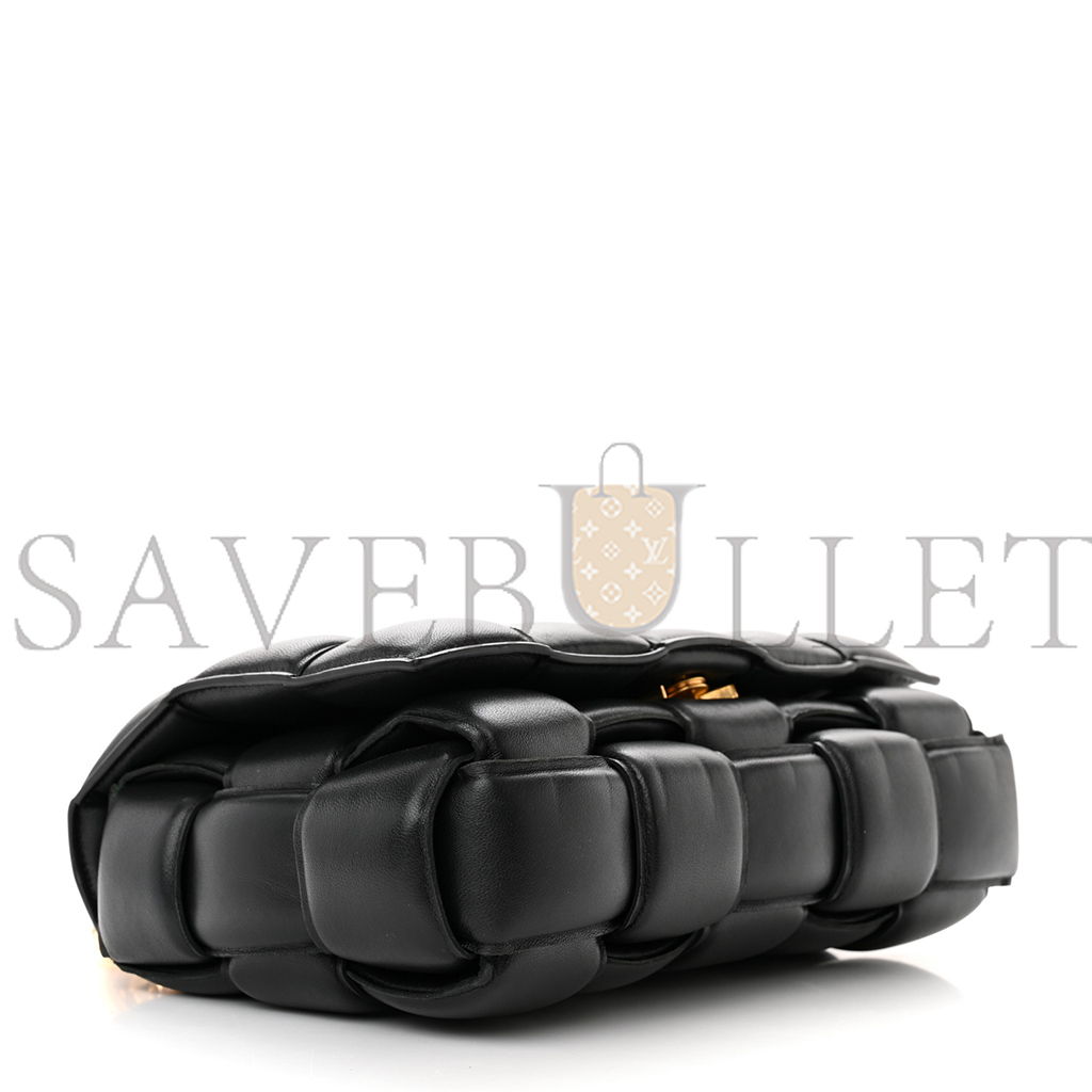 bo*te*ga Ve*ne*ta lambskin maxi intreccio padded chain cassette crossbody bag black  (27*18*8cm)