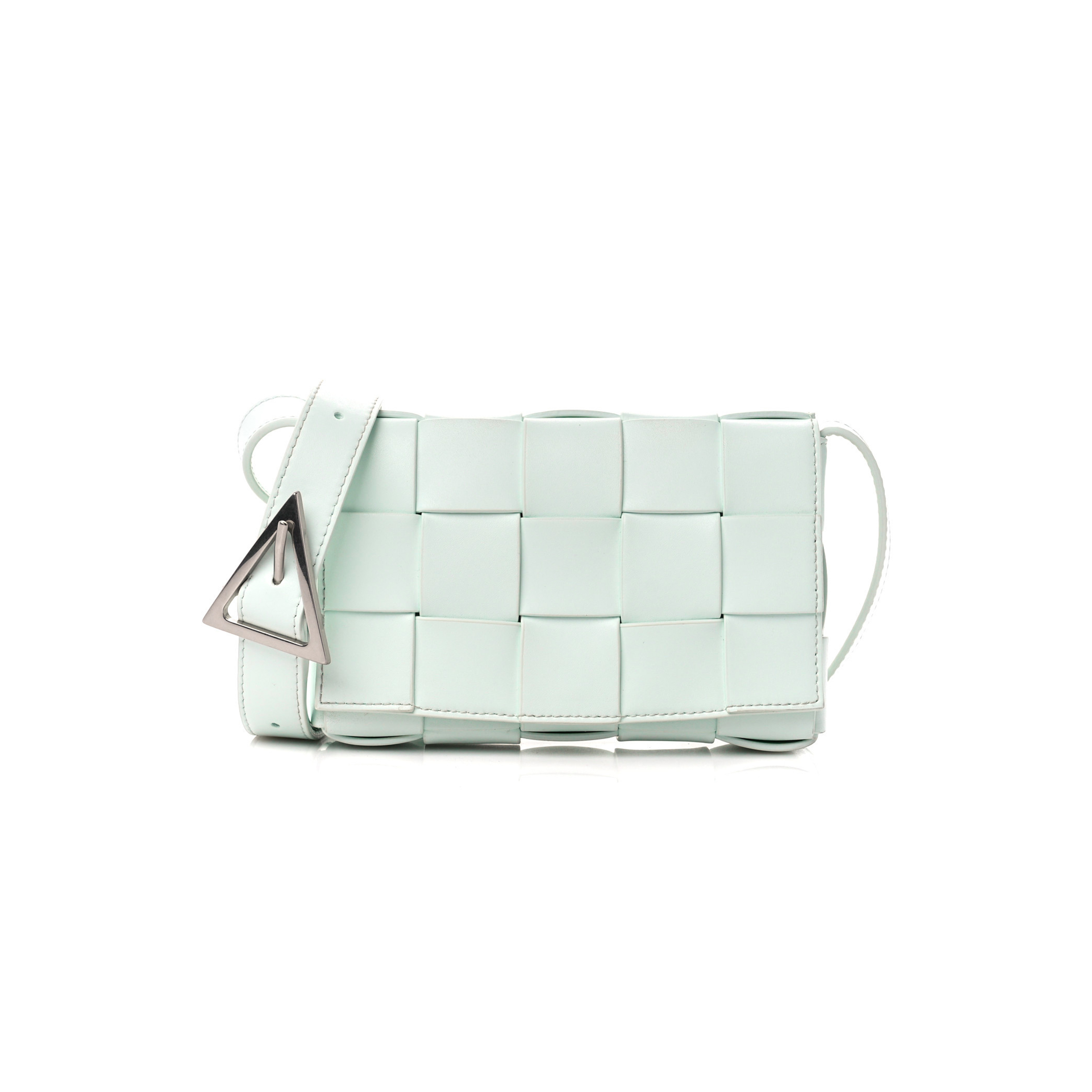 bo*te*ga Ve*ne*ta lambskin maxi intrecciato cassette crossbody bag glacier  (19*12*4cm)