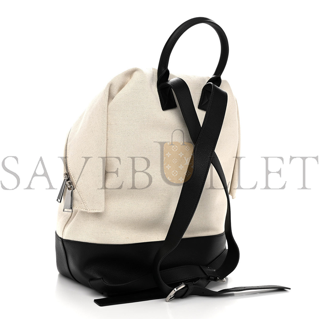 bo*te*ga Ve*ne*ta canvas calfskin backpack natural black  (39*29*17cm)