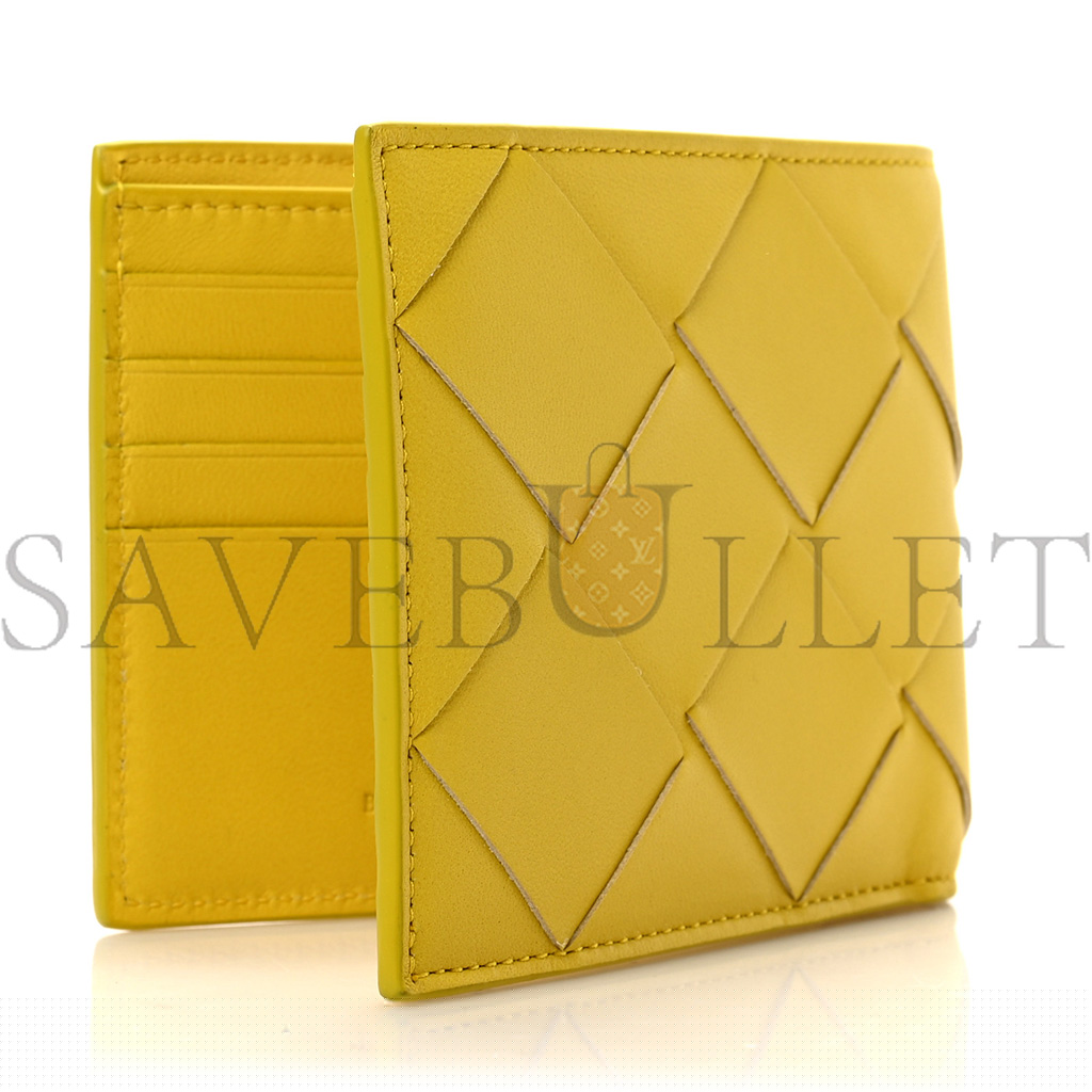 bo*te*ga Ve*ne*ta nappa maxi intrecciato bi fold wallet buttercup  (11*10*2cm)