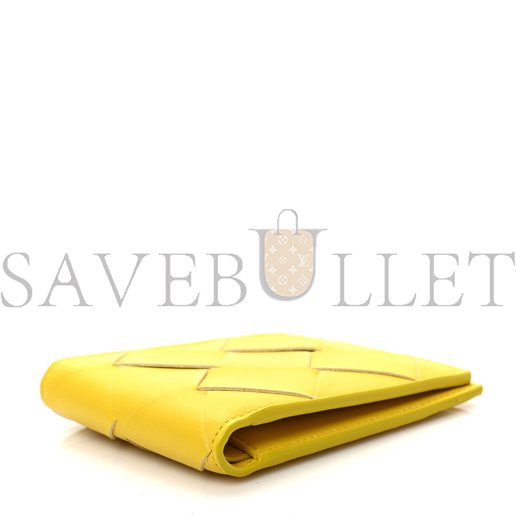 bo*te*ga Ve*ne*ta nappa maxi intrecciato bi fold wallet buttercup  (11*10*2cm)