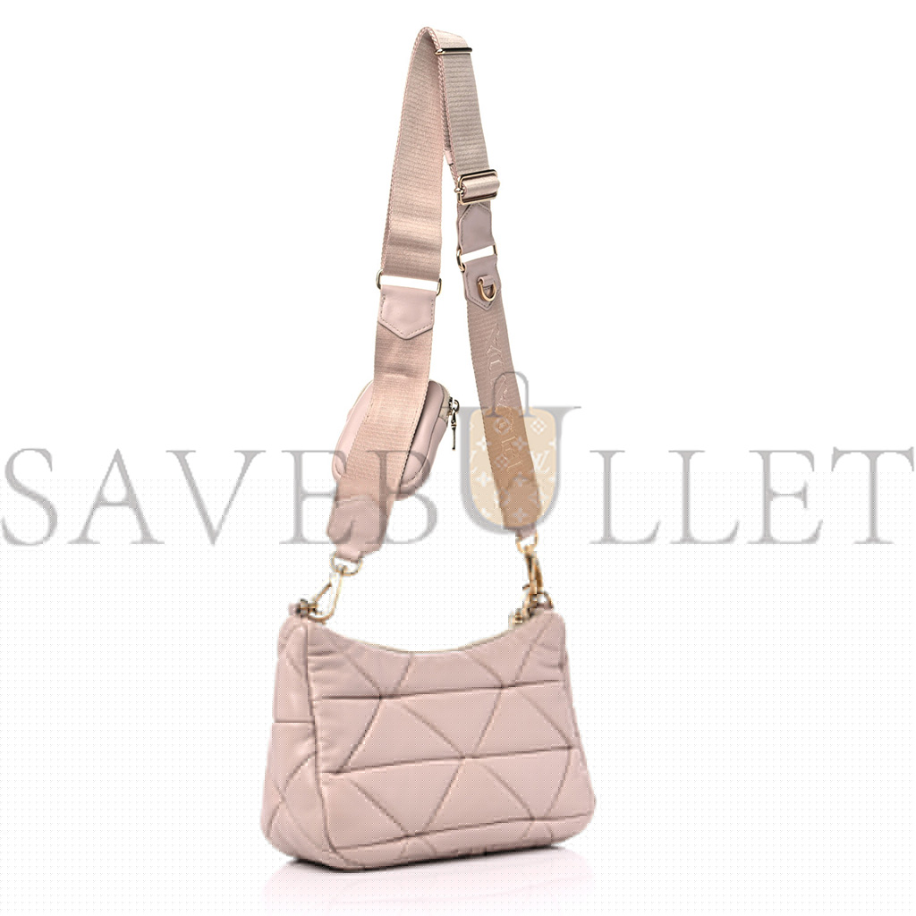 Pra*a nappa nylon quilted patchwork system shoulder bag water lily(25*15*8cm)