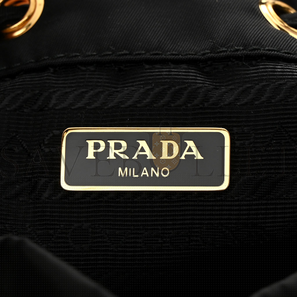 Pra*a re-nylon duet drawstring shoulder bag black (23*18*11cm)