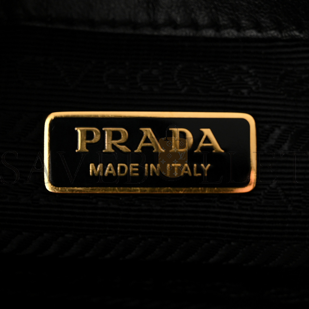Pra*a saffiano lux embossed logo large shoulder bag black (33*26*11cm)