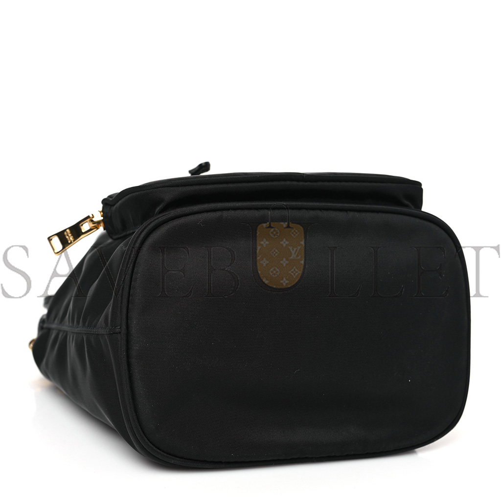 Pra*a re-nylon duet drawstring shoulder bag black (23*18*11cm)