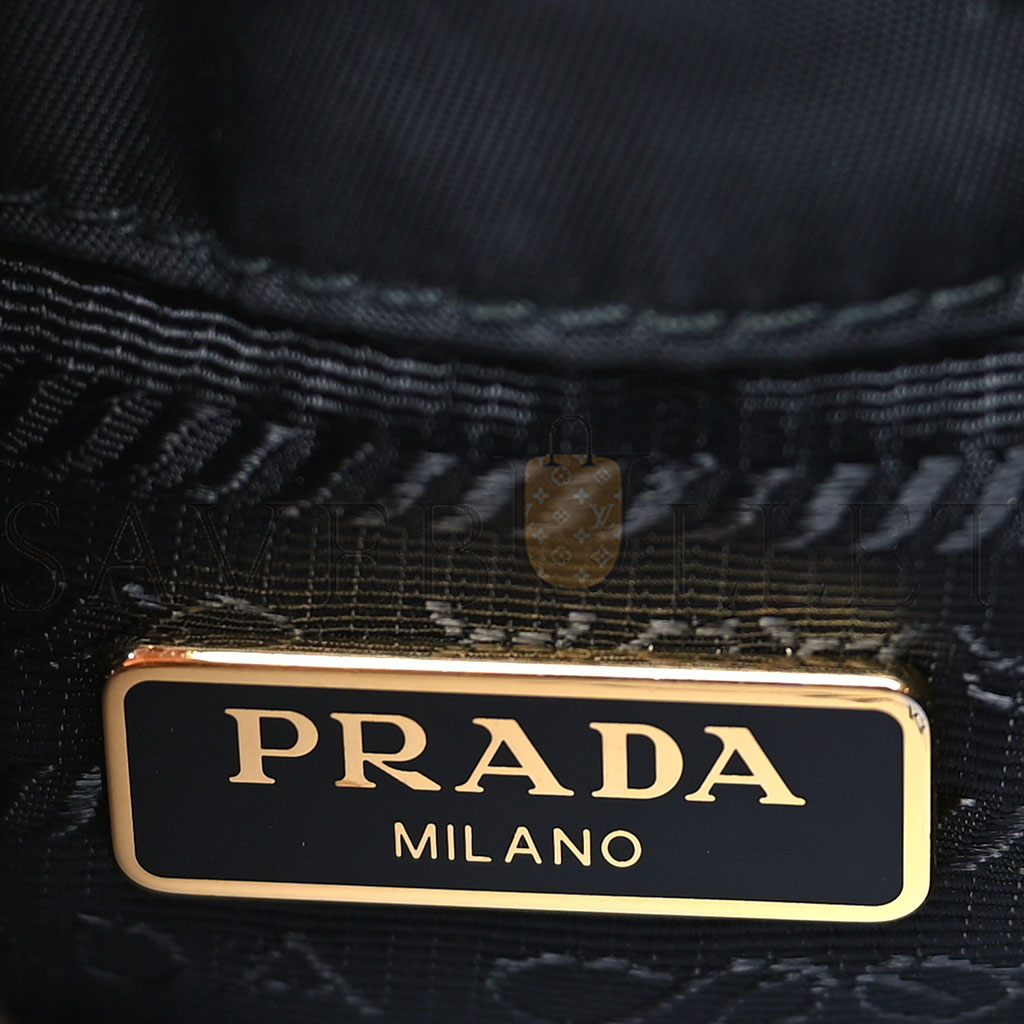 Pra*a saffiano tessuto nylon mini bucket crossbody bag black (23*18*11cm)
