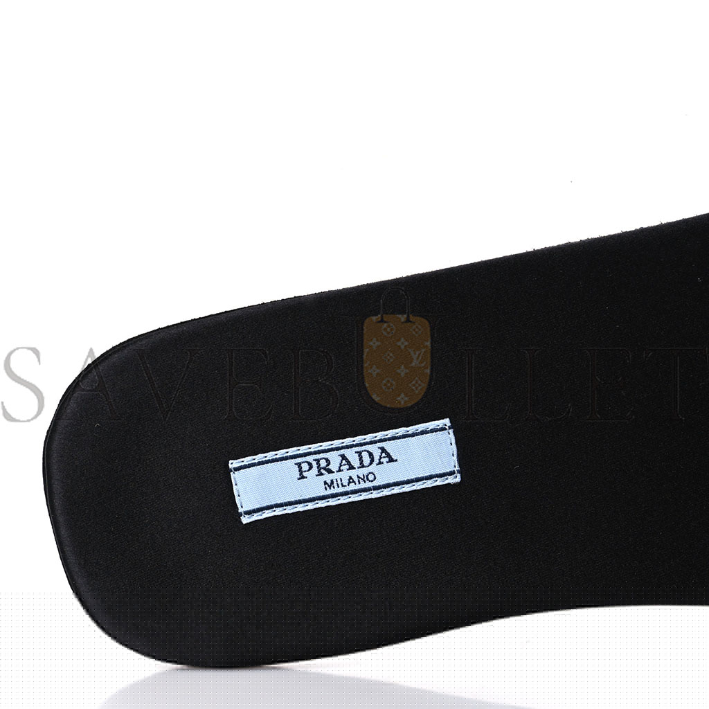 Pra*a satin travel slide sandals m 37.5 38.5 black