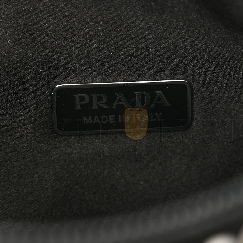 Pra*a satin crystal mini re-edition 2000 bag black (22*17*6cm)