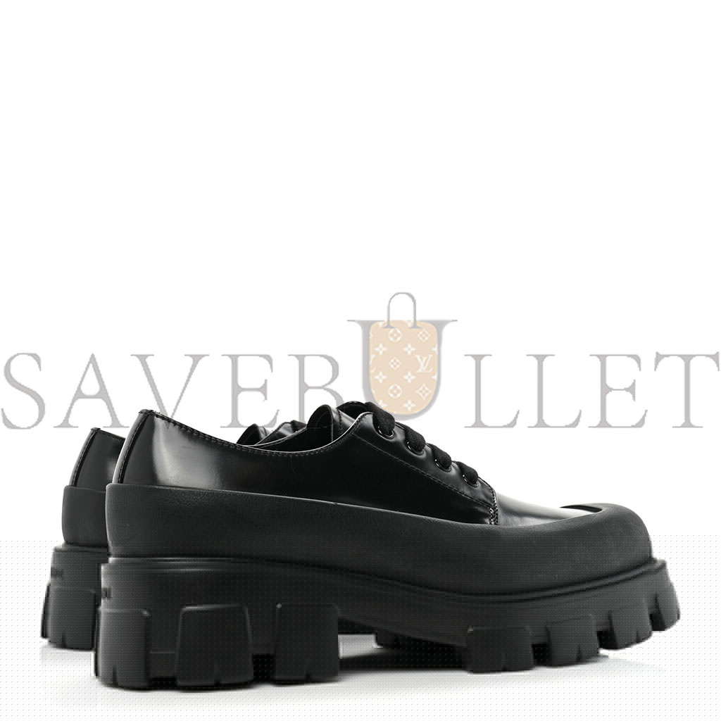 Pra*a spazzolato mens lace up 45mm derby loafers 8 black