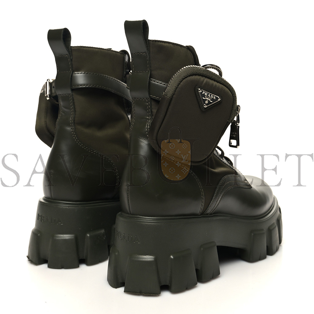 Pra*a spazzolato rois re-nylon metal triangle logo monolith pouch pocket 55mm boots 40.5 militare