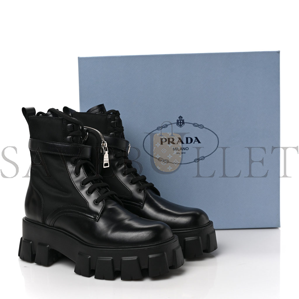 Pra*a spazzolato rois nylon metal triangle logo monolith pouch pocket 55mm boots 39 black
