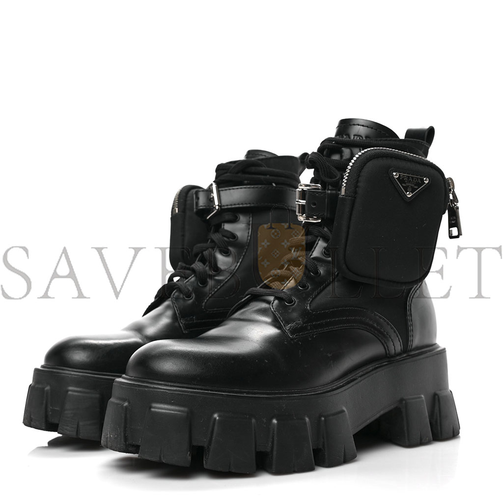 Pra*a spazzolato rois re-nylon metal triangle logo monolith pouch pocket 55mm boots 37 black