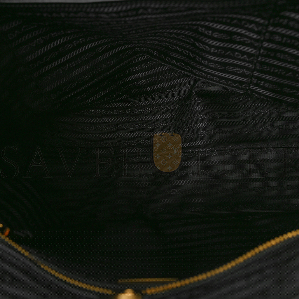 Pra*a tessuto nylon soft calf shopping tote black (30*25*15cm)