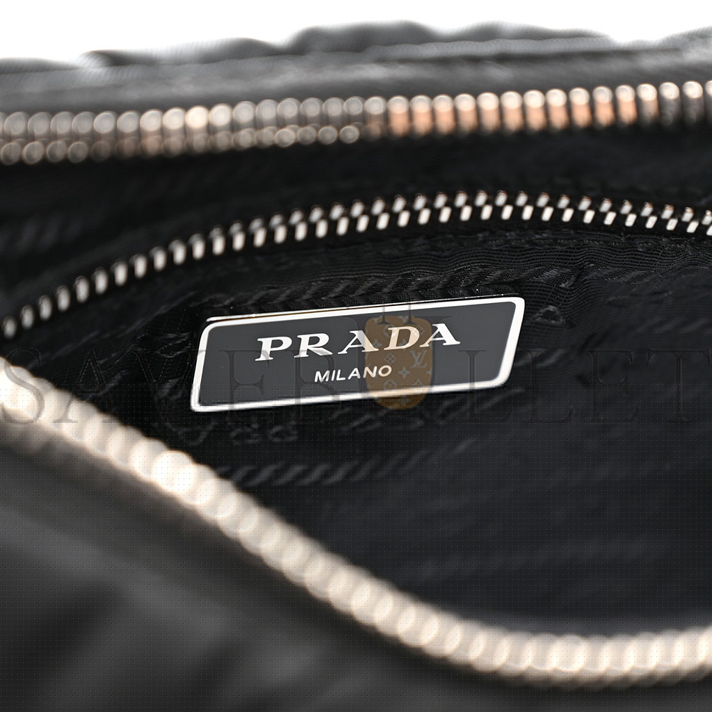 Pra*a tessuto nylon quilted patchwork re-edition hobo bag black (24*20*7cm)