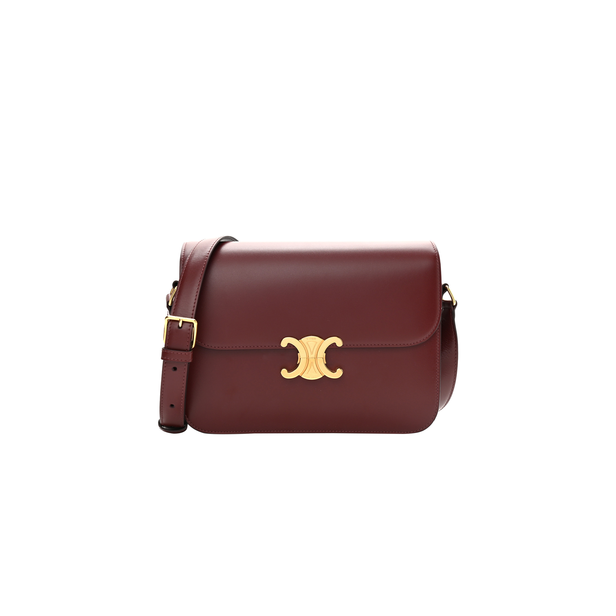 Ce**e shiny calfskin medium triomphe light burgundy  (23*15*5cm)