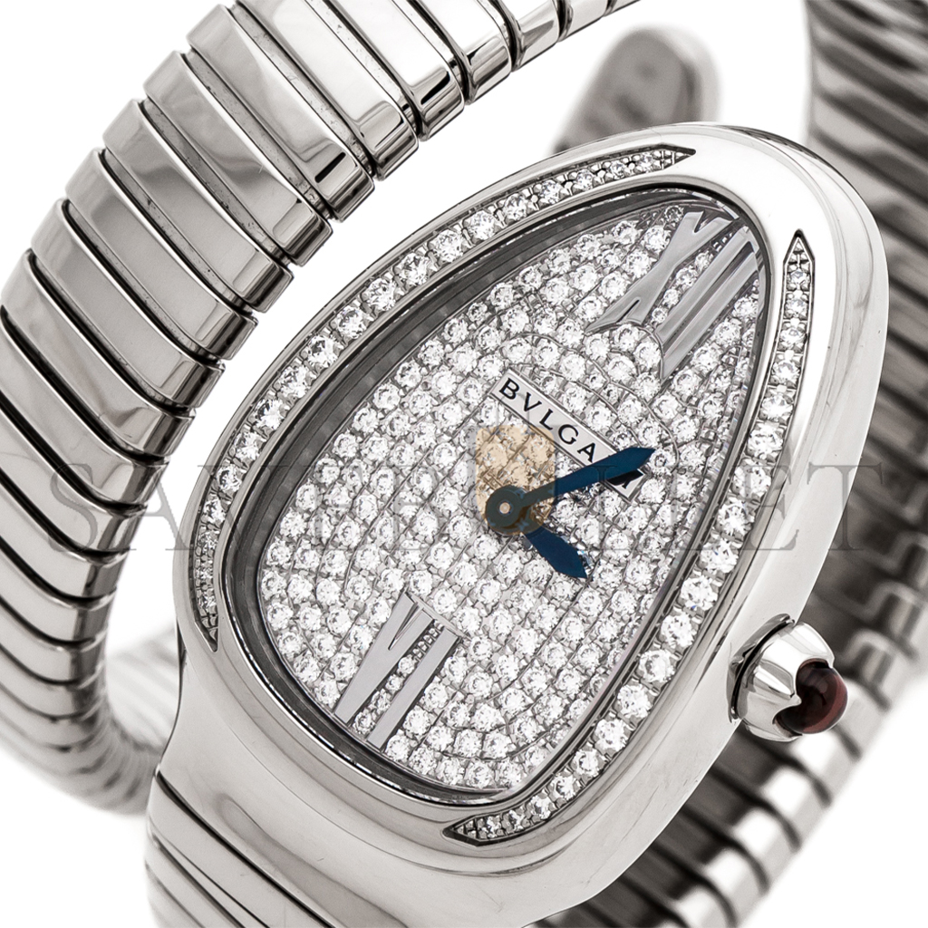 B*l*ai diamond pave 18k white gold serpenti tubogas women