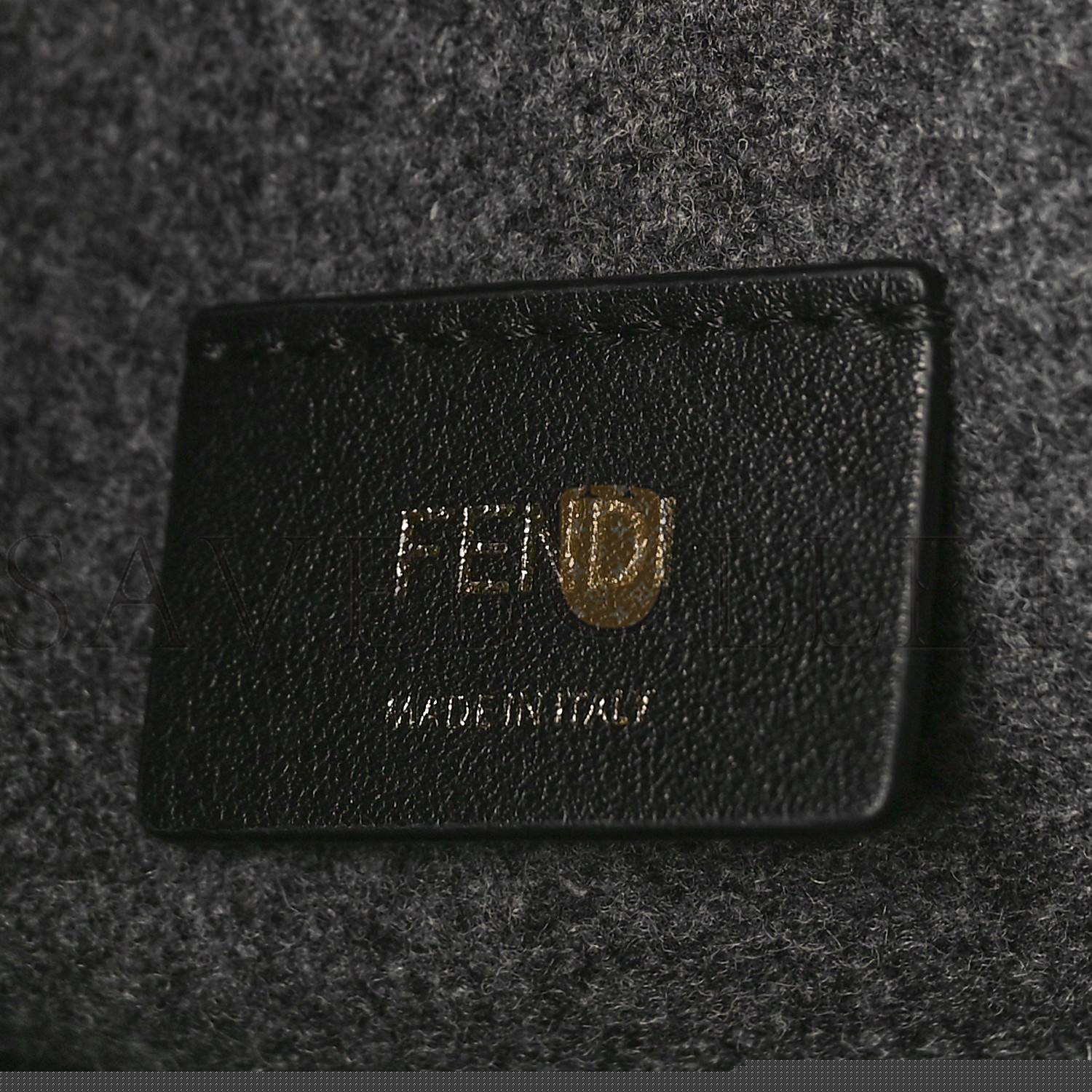 F**di melange flannel plexiglass satin logo embroidered threaded edge large F**di sunshine shopper tote grigio black (40*34*20cm)