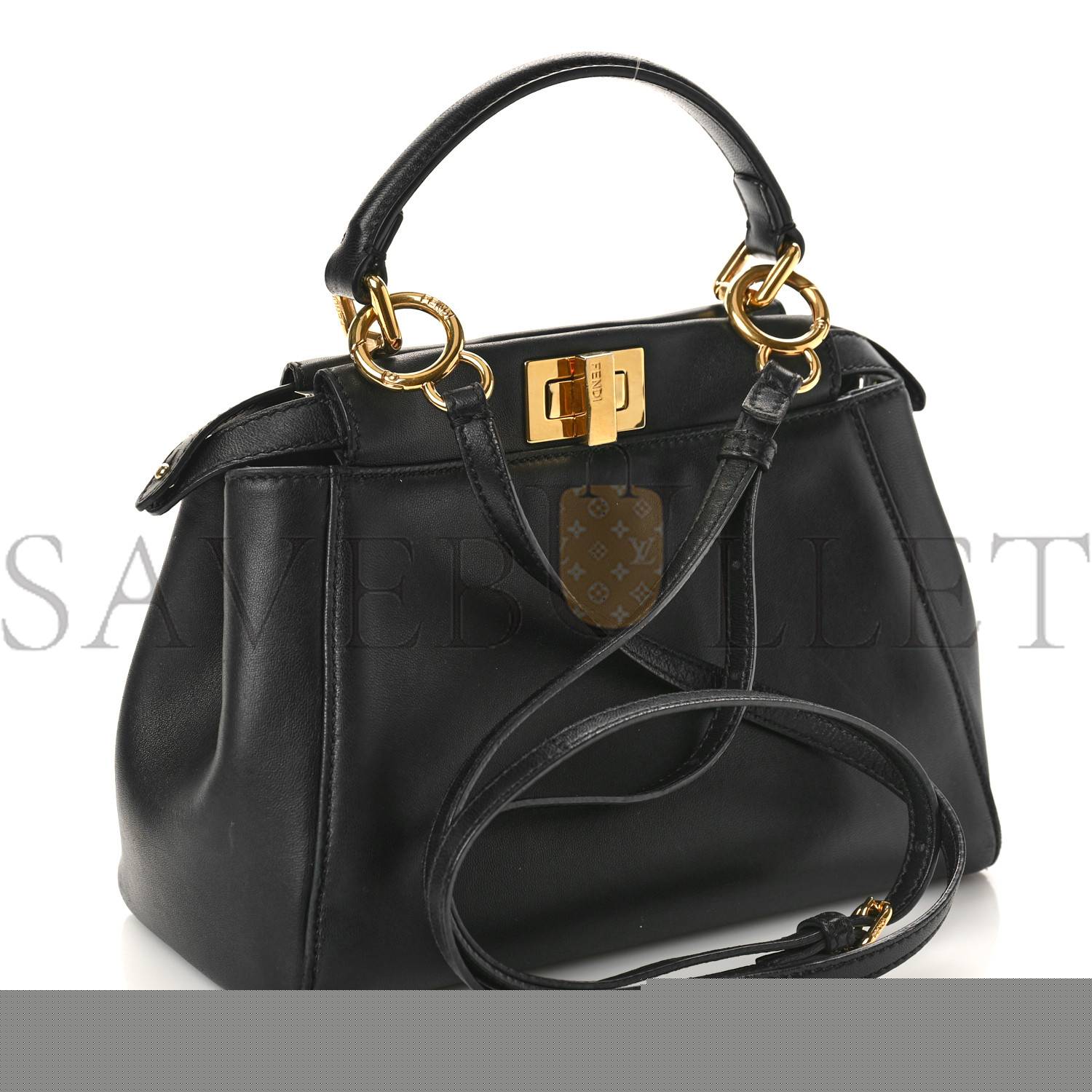 F**di nappa mini peekaboo iconic satchel black (23*17*11cm)