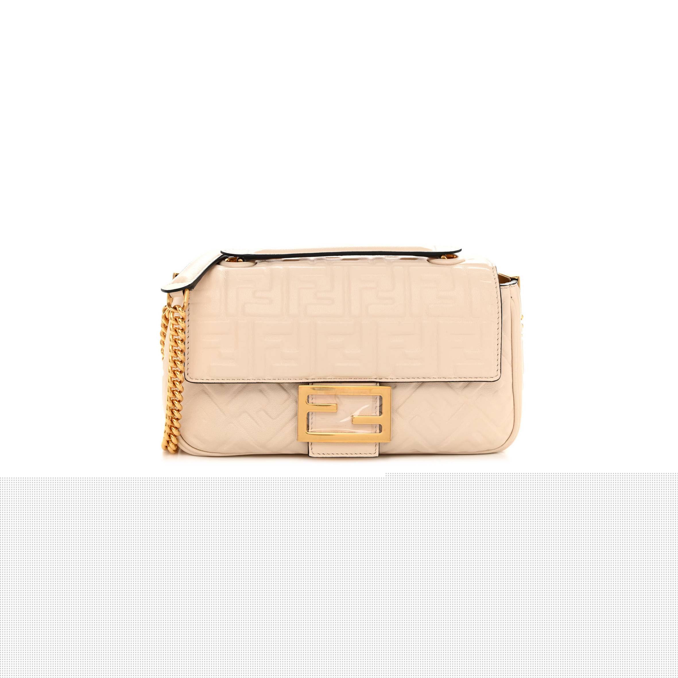F**di nappa small ff embossed midi chain baguette white (23*13*6cm)