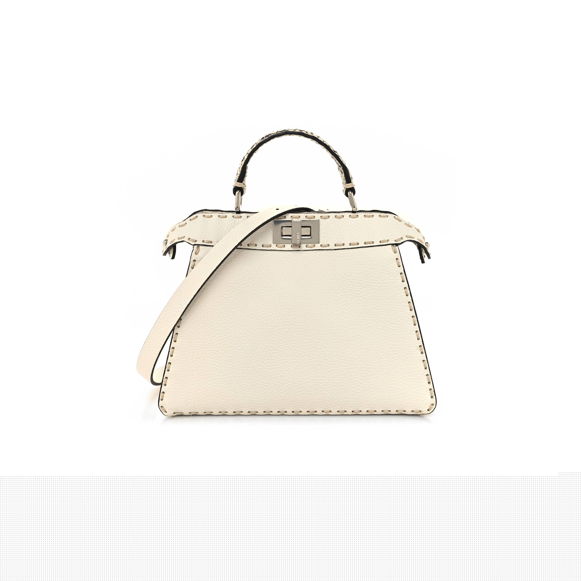 F**di vitello granato camoscio elaphe python print macro stitchings small peekaboo i see u iconic satchel white roccia (33*25*11cm)