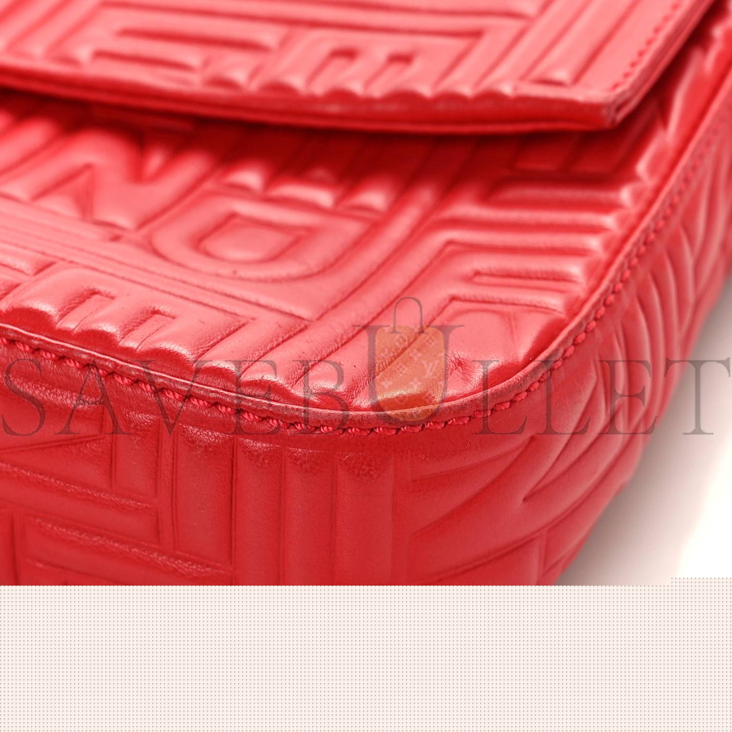 F**di nappa logo embossed baguette red (26*14*4cm)