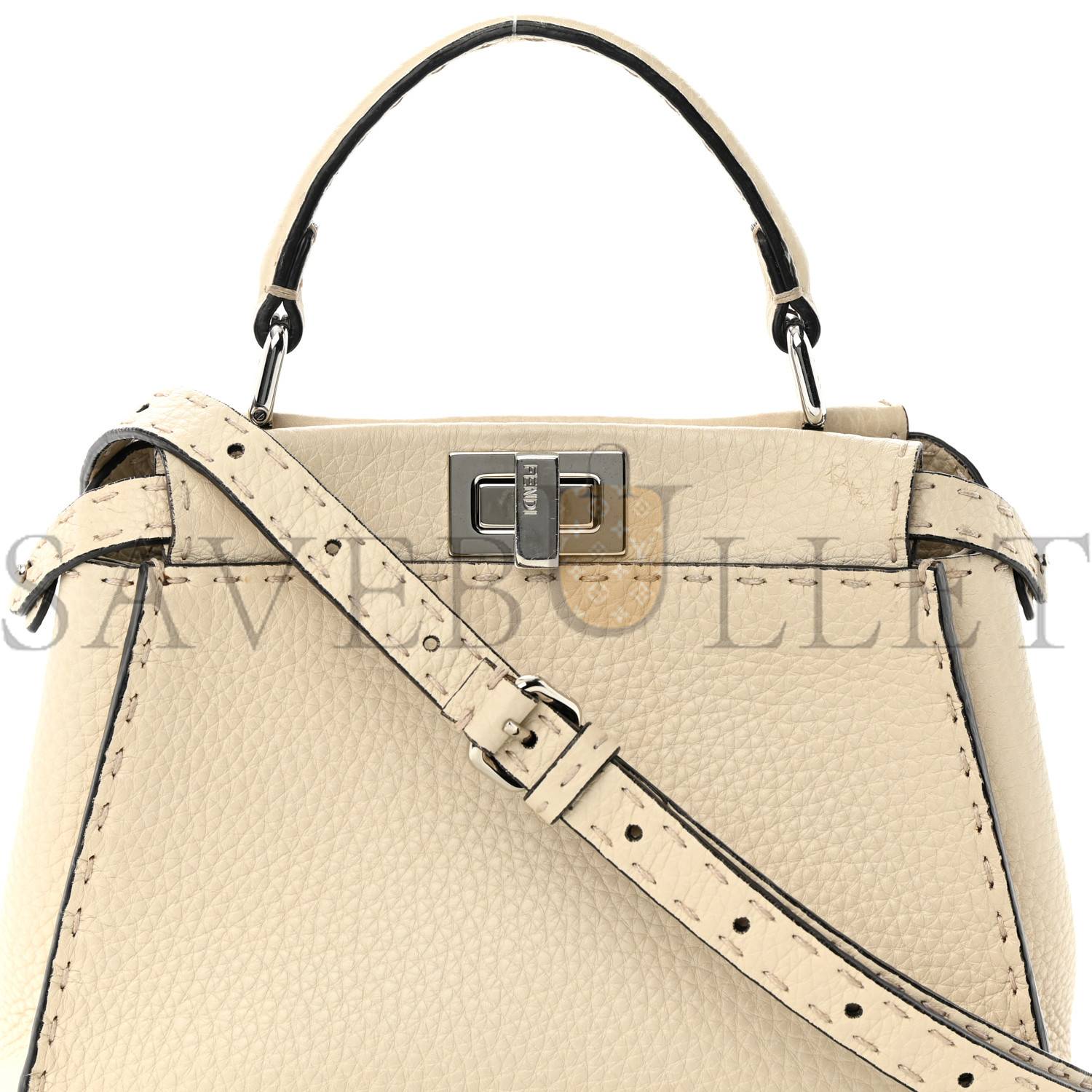 F**di cuoio romano selleria mini peekaboo iconic satchel latte (23*17*12cm)