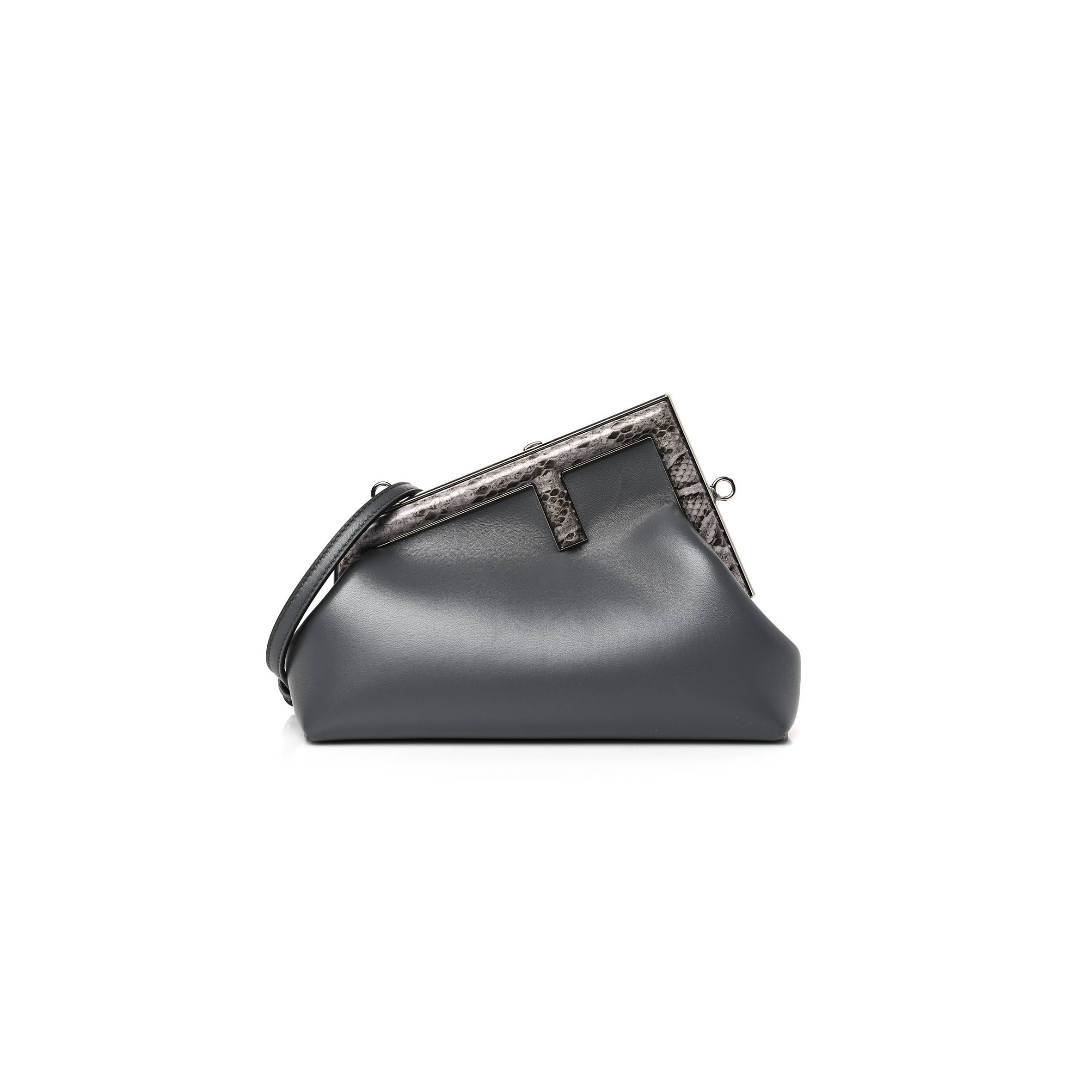 F**di shiny nappa snakeskin small F**di first anthracite asfalto (26*18*9.5cm)