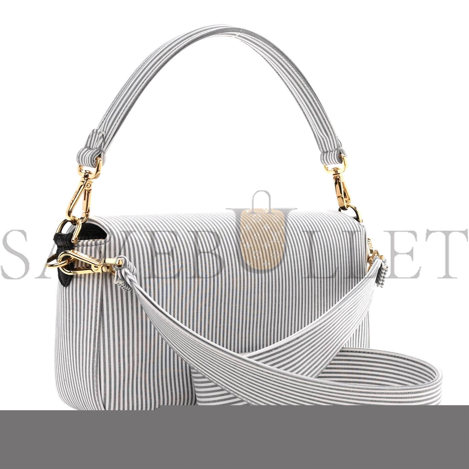 F**di cotton cuoio bretagna striped baguette grigio white black (27*15*6cm)