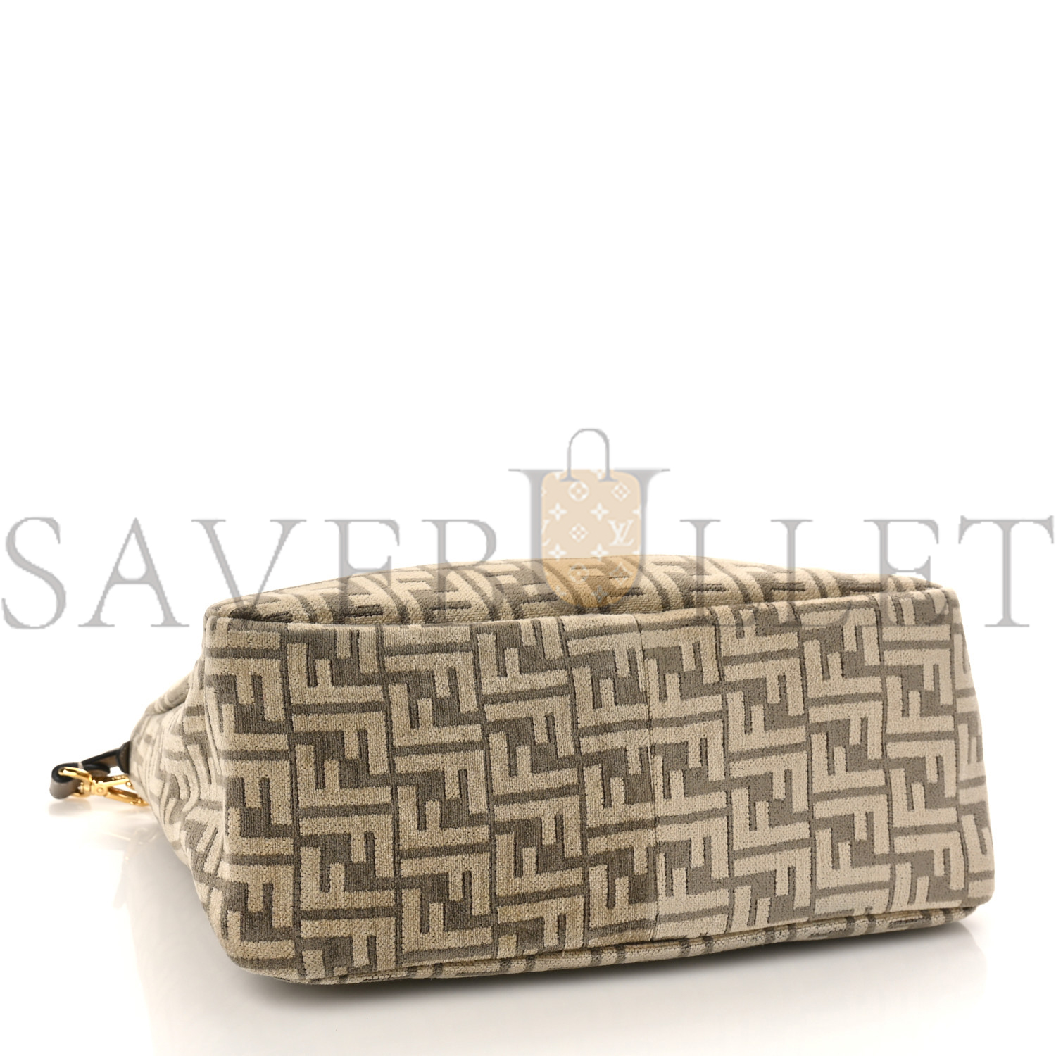 F**di chenille vitello seta plexiglass ff F**di o&#x27;lock zipper tortora nuvola (34*23*13cm)